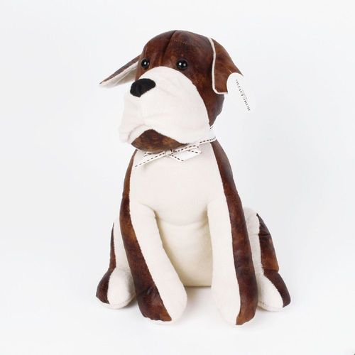 Seated Leather Effect Brown /& Cream Dog Doorstop Home Living by Juliana